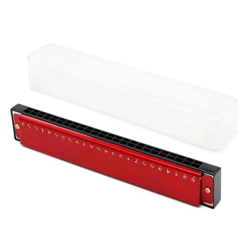 Mundharmonika C Dur Tragbare Professionelle 24 Loch Übungsmundharmonika(Red) von ALFAAL