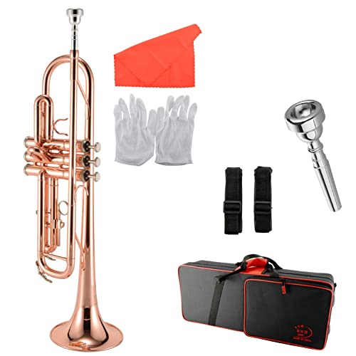 Trompeten Messingrohr B Flache Trompete Rose Gold Behandlung Dreifarbige Trompete Trompete aus Messing von ALFAAL