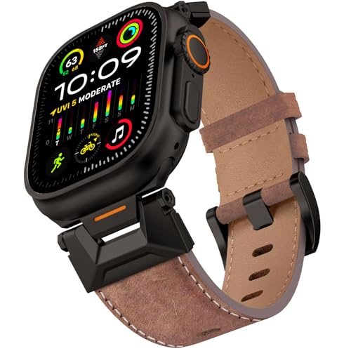 ALFARAY Leder Armband Kompatibel mit Apple Watch Ultra 1 2 Armband 49mm, 25mm Breites Band mit Edelstahlanschluss für iWatch Series 10 46mm 9 8 7 45mm SE 6 5 4 44mm 3 2 1 42mm, Schwarz/Kaffeebraun ALFARAY Leder Armband Kompatibel mit Apple Watch Ultra 1 2 Armband 49mm, 25mm Breites Band mit Edelstahlanschluss für iWatch Series 10 46mm 9 8 7 45mm SE 6 5 4 44mm 3 2 1 42mm, Schwarz/Kaffeebraun von ALFARAY