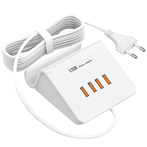 25W 4 Port USB Ladegerät Mit Kabel - Ladestation Für Mehrere Geräte, Tragbarer Adapter Für iPhone 11/12/13 Pro Max XS Max XR X 8 7 6 Plus, Samsung, LG, Huawei etc von ALFFREUDE