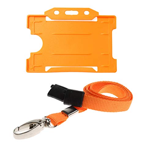 ALG ID Cards® Ausweishalter für Ausweise, orangefarbenes Schlüsselband, Kartenhalter, orangefarbenes Umhängeband mit Metallclip und Sicherheitsverschluss für Passhalter, Orange von ALG ID Cards