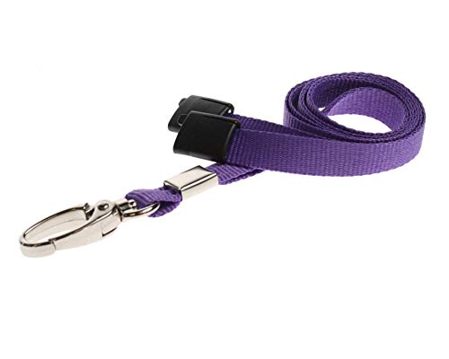 ALG ID Cards® Breakaway Schlüsselband, einfarbig, mit Sicherheitsverschluss, violettes Umhängeband mit Metallclip, Schlüsselband für Passkarten, Ausweishalter (violettes Schlüsselband) von ALG ID Cards
