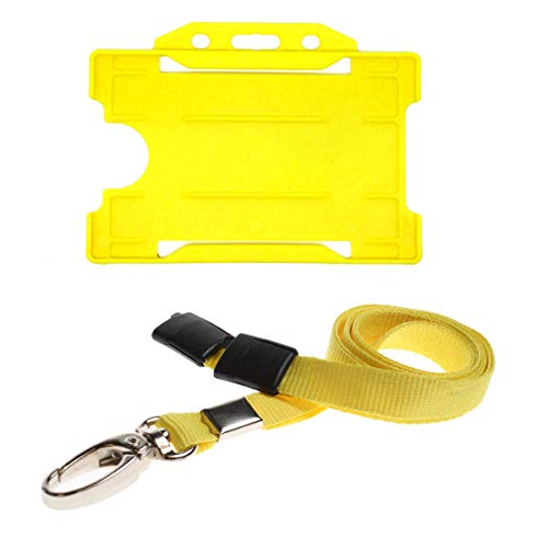 ALG ID Cards® Gelber Ausweishalter – gelbes Schlüsselband Kartenhalter – gelbes Umhängeband mit Metallclip und Sicherheitsverschluss für Passhalter von ALG ID Cards