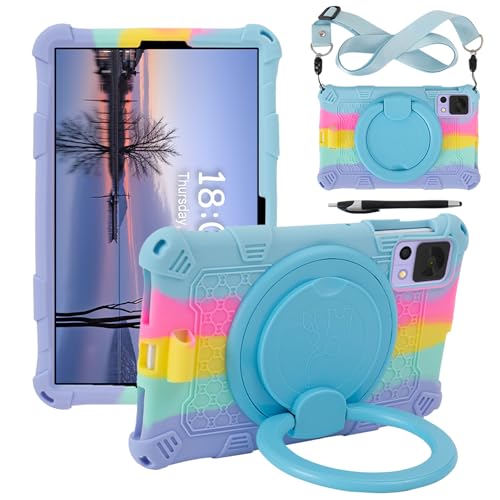 Tablet-Schutzhülle für ALLDOCUBE iPlay 50 Mini/60 Mini/Doogee T20 Mini/TCL/Samsung Galaxy 8,4 Zoll (21,3 cm), weiche Anti-Stress-Silikonhülle mit drehbarem Ständer/Stifthalter/Schultergurt/Stift von ALHBEJT