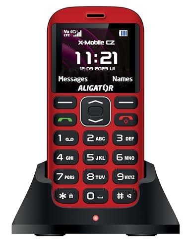 ALIGATOR Senioren-Großtasten 4G/LTE Handy AZA720RB mit SOS-Knopf und SOS Locator. Farbdisplay 1,8“, Dual SIM, Farbe rot-schwarz. von ALIGATOR