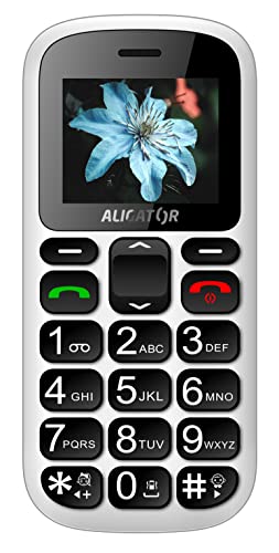 ALIGATOR Senioren grosstasten Handy AZA321WT mit 1,8“ Farb-Display, SOS-Taste und Lokalisierung, Farbe Weiss 122x55x14 mm von ALIGATOR