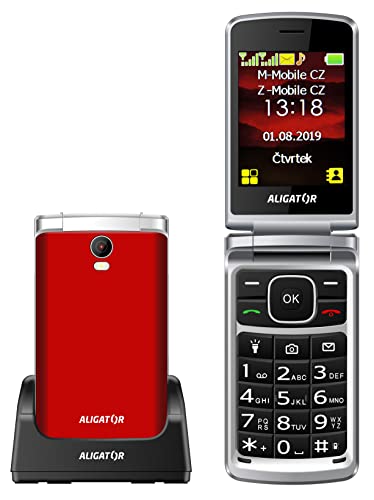 ALIGATOR Senioren grosstasten V-Handy AZAV710RS mit 2,8“ Farb-Display, SOS-Taste/Lokalisierung, Farbe rot-Silber von ALIGATOR