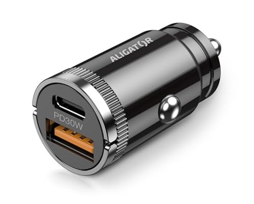 Aligator AZACHPD0006, CL Power delivery 30W Mini KFZ Ladegerät, Auto Ladegerät Mit Dual Port USB-C + USB PD. Schnellladen durch Zigarettenanzünder, Pull Ring Design, Farbe: schwarz Aligator AZACHPD0006, CL Power delivery 30W Mini KFZ Ladegerät, Auto Ladegerät Mit Dual Port USB-C + USB PD. Schnellladen durch Zigarettenanzünder, Pull Ring Design, Farbe: schwarz von ALIGATOR