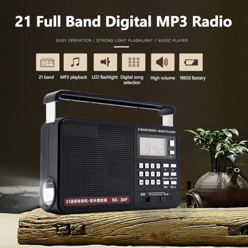 ALINUOYQ Am FM SW MP3 Music Digital Display 21 Full Band Radio Receiver Lautsprecher LED Starke Taschenlampe USB -Ladung mit Griff ALINUOYQ Am FM SW MP3 Music Digital Display 21 Full Band Radio Receiver Lautsprecher LED Starke Taschenlampe USB -Ladung mit Griff von ALINUOYQ