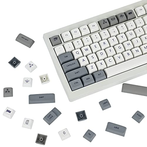 133 Tasten Keycaps Vintage Grau und Weiß PBT XDA Profile Mechanische Gaming Tastatur Tastenkappen Geeignet für Cherry mx Switch Offenbarung von ALINZO