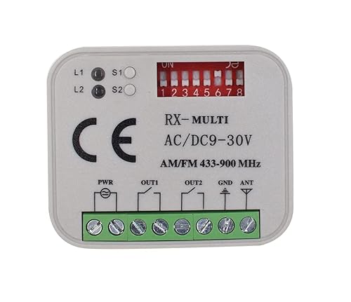 Universal empfänger kompatibel mit Nice 433,92 MHz Flor-S, Flore, On, One, Inti, VR Fernbedienung. 2-Kanäle Funkempfänger 433-868mhz. Rolling/Fixed Code 12 – 24 VAC/DC Receiver von ALIRANTA