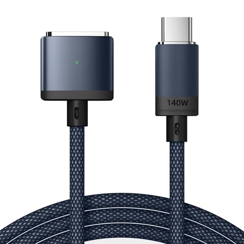 ALKEUR USB C auf Mag-Safe 3 Kabel 140W PD Schnellladen Typ C auf Mag Safe 3 Ladekabel Kompatibel mit MacBook Pro M1 2021/M2 2023(14”/16”),MacBook Air M2 (13''/15”), M3/M3 Pro/M3 Max 2024 (14”/16”) 2M von ALKEUR
