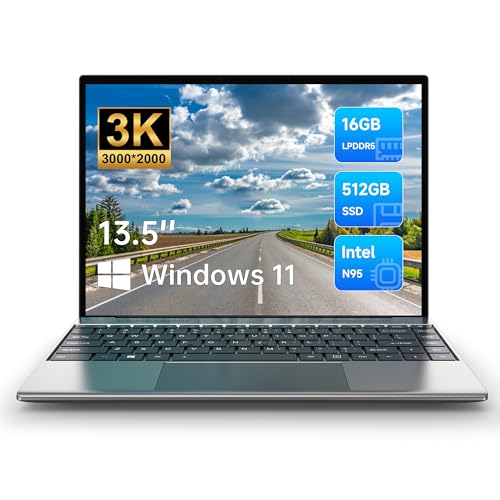 ALLDOCUBE GT BOOK 13 PLUS Laptop, Laptop Gaming 13.5 inch FHD 3000*2000 IPS Display, Notebook 16GB RAM 512GB SSD, Chromebook Intel N95 (bis zu 3.4 GHz), Windows 11, Mini HDMI, WiFi 2.4G/5GHz, Qwerty von ALLDOCUBE