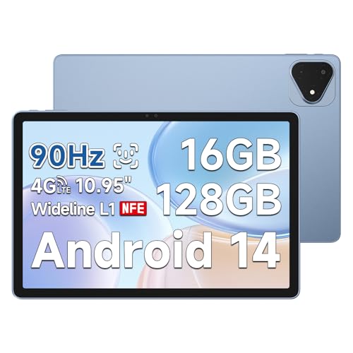 ALLDOCUBE iPlay60 Pro 11'' Android 14 Tablet, Gaming G99 Mit 4 Lautsprecher, FHD 1920×1200 90Hz, 16GB RAM 128GB ROM/1.5TB TF, Face ID, Widevine L1, 7000mAh 18W PD, 4G LTE, GPS, Blau von ALLDOCUBE