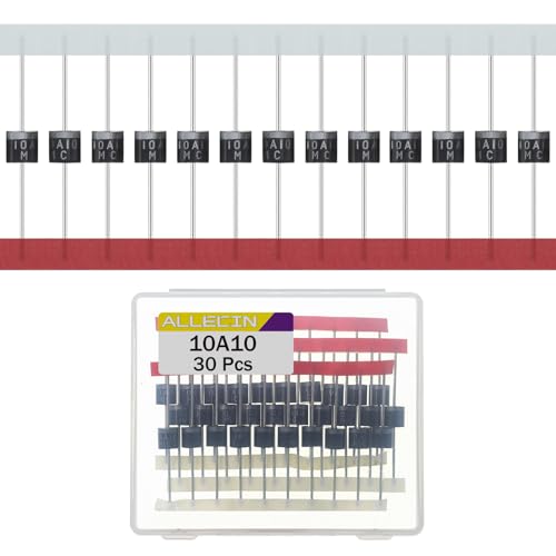 ALLECIN 10A10 Gleichrichter Diode 10A 1000V R-6 Gleichrichterdiode Axial Rectifier Silizium Dioden Gleichrichterdioden 10Amp 1000Volt (Packung mit 30 Stück) von ALLECIN