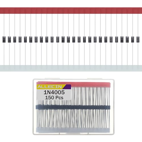 ALLECIN 150 Stück 1N4005 Gleichrichter Diode 1A 600V IN4005 4005 Axial 1Amp 600Volt Gleichrichterdiode Rectifier Dioden DO-41 von ALLECIN