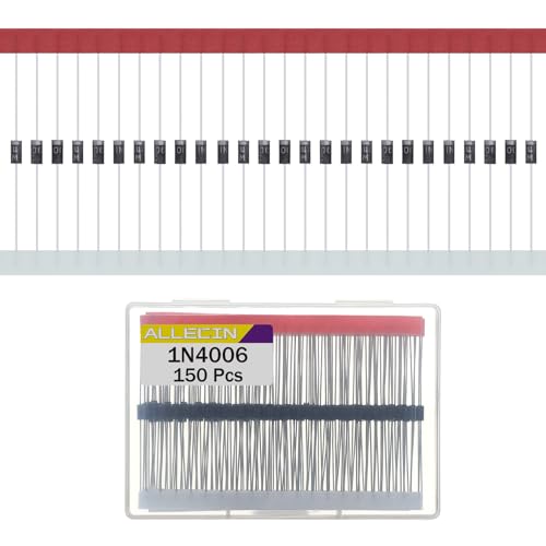 ALLECIN 150 Stück 1N4006 Gleichrichter Diode 1A 800V IN4006 4006 Axial 1Amp 800Volt Gleichrichterdiode Rectifier Dioden DO-41 von ALLECIN