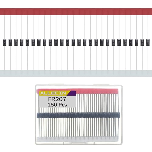 ALLECIN 150 Stück FR207 Diode Schnelle Wiederherstellungs 2A 1000V 207 Axial DO-15 Ultra Fast Recovery Gleichrichterdiode Gleichrichter Dioden 2Amp 1000Volt von ALLECIN