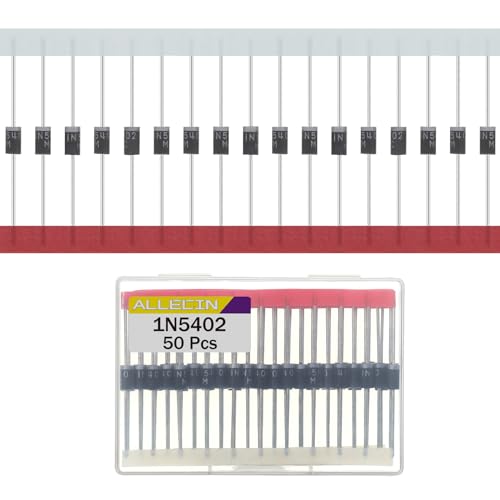 ALLECIN 50 Stück 1N5402 Gleichrichter Diode 3A 200V IN5402 Gleichrichterdiode 5402 Axial DO-201AD 3Amp 200Volt Rectifier Dioden Siliziumdioden von ALLECIN