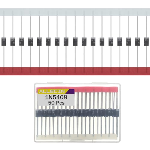 ALLECIN 50 Stück 1N5408 Gleichrichter Diode 3A 1000V IN5408 Gleichrichterdiode 5406 Axial DO-201AD 3Amp 1000Volt Rectifier Dioden Siliziumdioden von ALLECIN