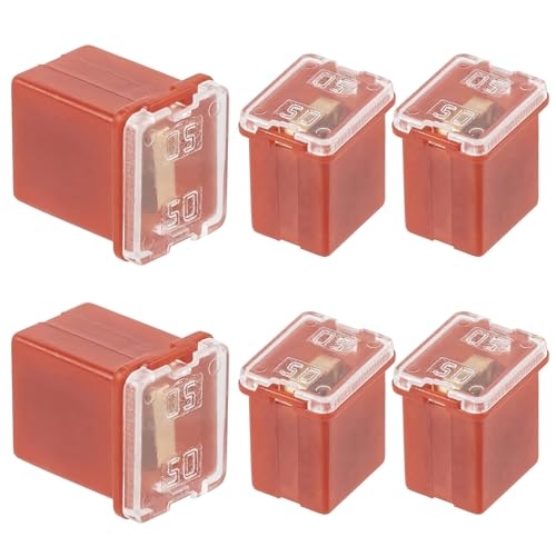 ALLECIN 50A Blocksicherung Niedriges Profil 50Ampere Low Profile Box Shaped Fuse Auto Sicherungen Niedrigprofil Kfz Sicherung für LKW PKW (Packung mit 6 Stück) von ALLECIN