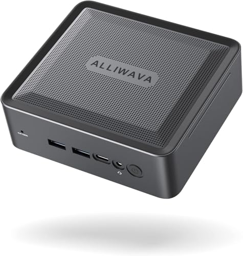 ALLIWAVA Mini PC AMD Ryzen 5 5600H, 16GB DDR4, 512GB SSD, bis zu 4.2 GHz, 2X HDMI & USB-C, kompakter Desktop-Computer für Büro, Home-Office & Gaming von ALLIWAVA