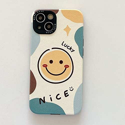 ALLUPS Happy Lucky Yellow Smiley Phone Case für iPhone 13 Pro Max Case für iPhone 11 12 XS XR Personalisierte Softshell, Beige, für iPhone 13 von ALLUPS