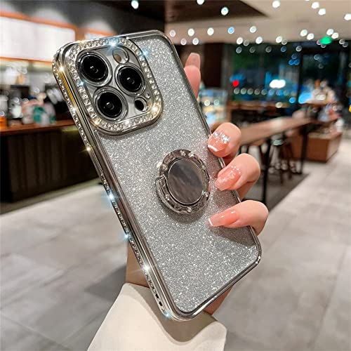 ALLUPS Überzug Glitzer Strass Diamant Ringhalter Hülle für iPhone 11 12 13 14 Pro Max XS XR 8 7 Plus SE Weiche Silikonhülle, Silber, für iPhone XS MAX ALLUPS Überzug Glitzer Strass Diamant Ringhalter Hülle für iPhone 11 12 13 14 Pro Max XS XR 8 7 Plus SE Weiche Silikonhülle, Silber, für iPhone XS MAX von ALLUPS