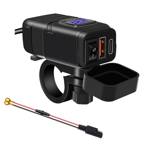 ALLWSLucky Motorrad USB Ladebuchse Wasserdicht mit Schalter, PD3.0 30W & QC3.0 18WUSB Motorrad Steckdose, Auto USB Steckdose 12V für Wohnmobil Boot Yacht LKW Wohnwagen ALLWSLucky Motorrad USB Ladebuchse Wasserdicht mit Schalter, PD3.0 30W & QC3.0 18WUSB Motorrad Steckdose, Auto USB Steckdose 12V für Wohnmobil Boot Yacht LKW Wohnwagen von ALLWSLucky