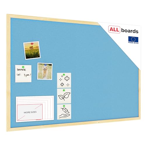 ALLBoards Pastellblau Pinnwand mit Holzrahmen 90x60cm Pastellrosa Korktafel Korkwand Pinnwand Kork von ALLboards