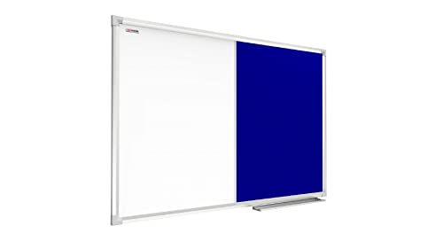 ALLboards Kombitafel 2 in 1 Magnettafel & Blau Filz-Pinnwand mit Aluminiumrahmen 120x90cm, Textiltafel Whiteboard von ALLboards