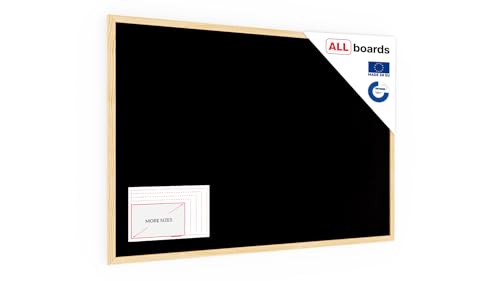 ALLboards Kreidetafel Magnetisch mit Naturholzrahmen 90x60cm, Magnettafel Schwarz, Kreide von ALLboards