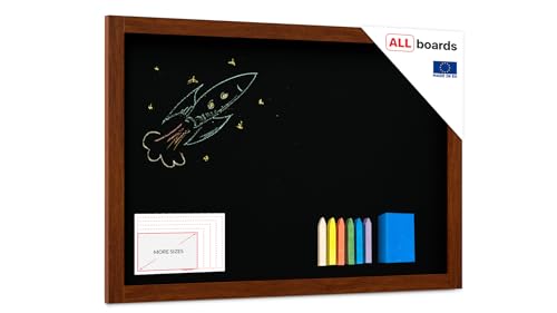 ALLboards Kreidetafel mit lackiertem Holzrahmen 100x80cm, Schwarz, Schreibtafel, Kreide + Zubehör-Set von ALLboards
