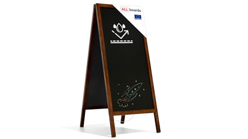 ALLboards Kundenstopper Wasserfest mit lackiertem Holzrahmen 150x61cm, Werbetafel, Gehwegaufsteller, Aufsteller, Straßenreiter, Kreide von ALLboards