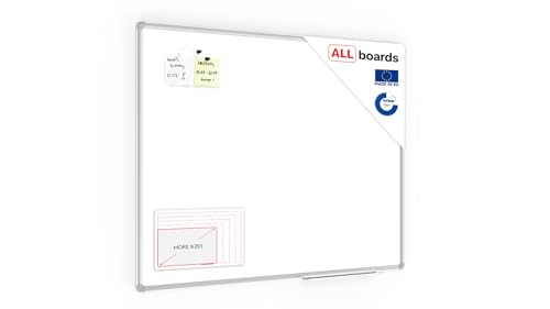 ALLboards Magnetisches Whiteboard 100x80cm Magnettafel mit Aluminiumrahmen Premium EXPO und Stifteablage, Weiß Magnetisch Tafel, Trocken Abwischbar, Wiederbeschreibbar Weißtafel von ALLboards