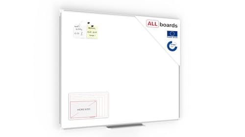 ALLboards Magnetisches Whiteboard 100x80cm Magnettafel mit Aluminiumrahmen und Stifteablage, Weiß Magnetisch Tafel, Trocken Abwischbar, Wiederbeschreibbar Weißtafel von ALLboards