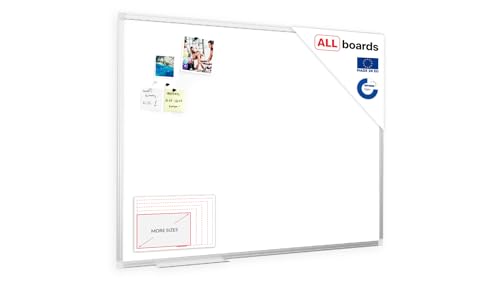ALLboards Magnetisches Whiteboard 120x80cm Magnettafel mit Aluminiumrahmen und Stifteablage, Weiß Magnetisch Tafel, Trocken Abwischbar, Wiederbeschreibbar Weißtafel von ALLboards