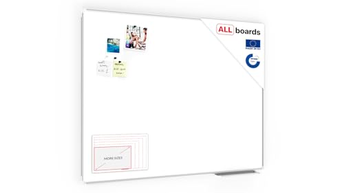 ALLboards Magnetisches Whiteboard 120x90cm Magnettafel mit Aluminiumrahmen und Stifteablage, Weiß Magnetisch Tafel, Trocken Abwischbar, Wiederbeschreibbar Weißtafel von ALLboards