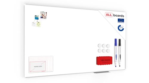ALLboards Magnetisches Whiteboard 180x90cm Magnettafel mit Aluminiumrahmen und Stifteablage, Weiß Magnetisch Tafel, Trocken Abwischbar, Wiederbeschreibbar Weißtafel von ALLboards