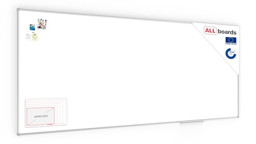 ALLboards Magnetisches Whiteboard 240x100cm Magnettafel mit Aluminiumrahmen Premium EXPO und Stifteablage, Weiß Magnetisch Tafel, Trocken Abwischbar, Wiederbeschreibbar Weißtafel von ALLboards