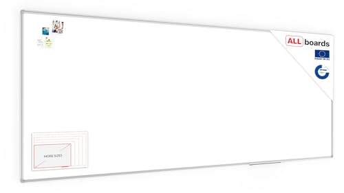 ALLboards Magnetisches Whiteboard 250x100cm Magnettafel mit Aluminiumrahmen Premium EXPO und Stifteablage, Weiß Magnetisch Tafel, Trocken Abwischbar, Wiederbeschreibbar Weißtafel von ALLboards