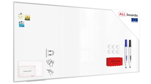 ALLboards Magnetisches Whiteboard 250x120cm Magnettafel mit Aluminiumrahmen Premium EXPO und Stifteablage, Weiß Magnetisch Tafel, Trocken Abwischbar, Wiederbeschreibbar Weißtafel von ALLboards
