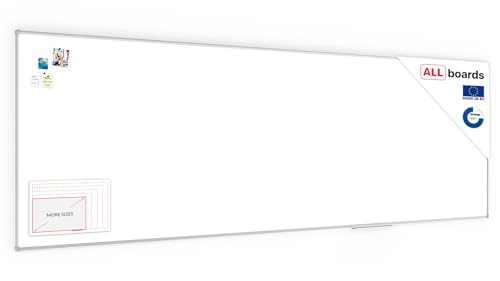 ALLboards Magnetisches Whiteboard 300x100cm Magnettafel mit Aluminiumrahmen Premium EXPO und Stifteablage, Weiß Magnetisch Tafel, Trocken Abwischbar, Wiederbeschreibbar Weißtafel von ALLboards