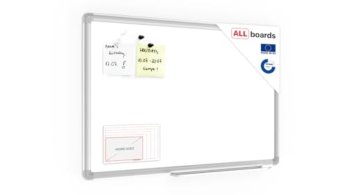 ALLboards Magnetisches Whiteboard 60x40cm Magnettafel mit Aluminiumrahmen Premium EXPO und Stifteablage, Weiß Magnetisch Tafel, Trocken Abwischbar, Wiederbeschreibbar Weißtafel von ALLboards