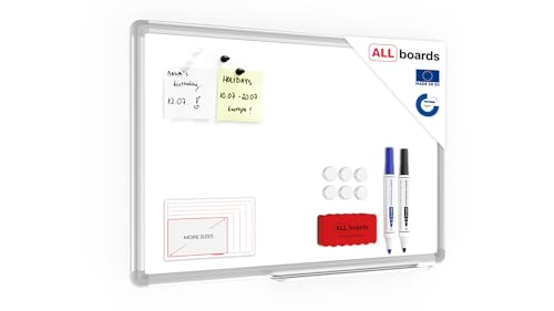 Allboards, magnetisches Whiteboard mit Expo-Alurahmen, trocken abwischbar und beschreibbar, wandmontierbar, 60 x 40 cm. von ALLboards