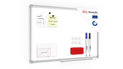 ALLboards Magnetisches Whiteboard 60x40cm Magnettafel mit Aluminiumrahmen Premium EXPO und Stifteablage, Weiß Magnetisch Tafel, Trocken Abwischbar, Wiederbeschreibbar Weißtafel von ALLboards