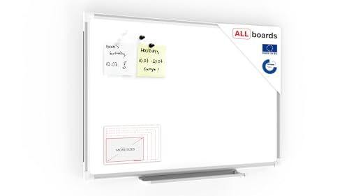 ALLboards Magnetisches Whiteboard 60x40cm Magnettafel mit Aluminiumrahmen und Stifteablage, Weiß Magnetisch Tafel, Trocken Abwischbar, Wiederbeschreibbar Weißtafel von ALLboards