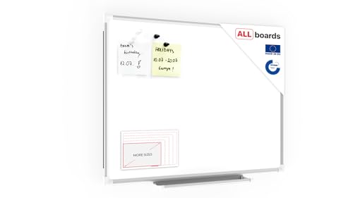 ALLboards Magnetisches Whiteboard 60x45cm Magnettafel mit Aluminiumrahmen und Stifteablage, Weiß Magnetisch Tafel, Trocken Abwischbar, Wiederbeschreibbar Weißtafel von ALLboards