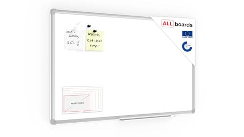 ALLboards Magnetisches Whiteboard 80x50cm Magnettafel mit Aluminiumrahmen Premium EXPO und Stifteablage, Weiß Magnetisch Tafel, Trocken Abwischbar, Wiederbeschreibbar Weißtafel von ALLboards