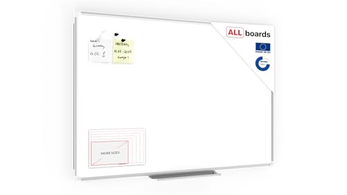 ALLboards Magnetisches Whiteboard 90x60cm Magnettafel mit Aluminiumrahmen und Stifteablage, Weiß Magnetisch Tafel, Trocken Abwischbar, Wiederbeschreibbar Weißtafel von ALLboards
